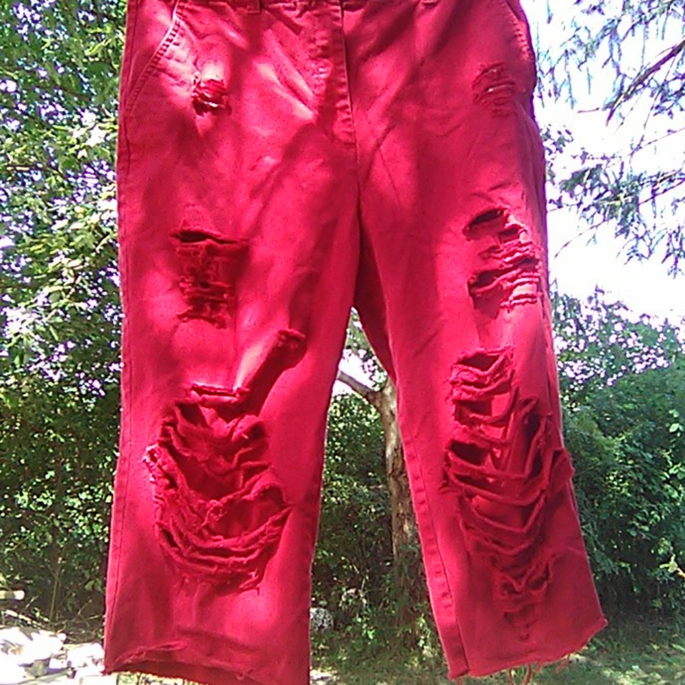 Red Tattered Jeans